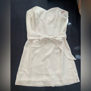 Lily Pulitzer Women's Strapless White Tie-Waist Mini Dress